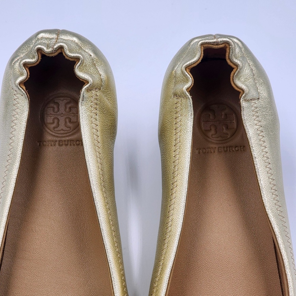 Tory Burch Metallic Gold Reva Ballet Flats - Picture 9 of 14